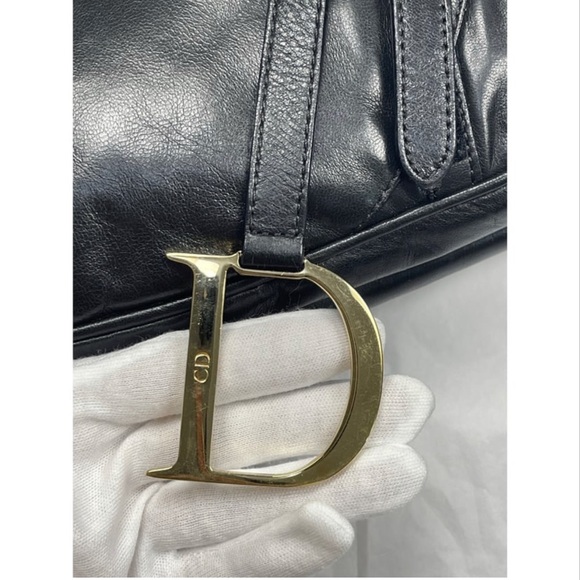 Vintage Black Dior Saddle Bag with Gold Hardware - Picture 2 of 9